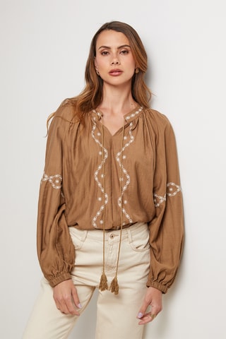 Camisa de lino - Camel