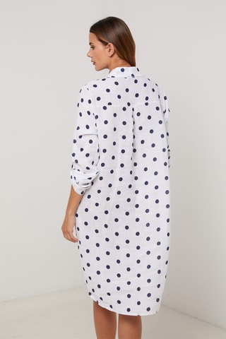 Vestido camisero de lino - Blanco
