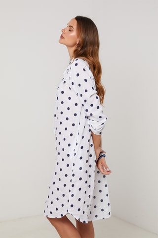 Vestido camisero de lino - Blanco