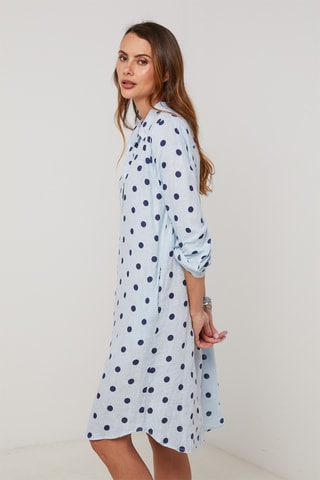 Vestido camisero de lino - Azul claro