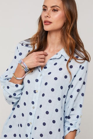 Vestido camisero de lino - Azul claro