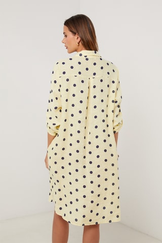 Vestido camisero de lino - Amarillo