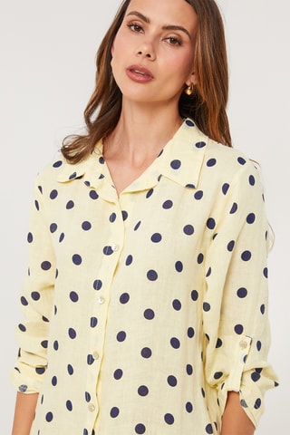 Vestido camisero de lino - Amarillo