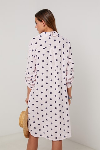 Vestido camisero de lino - Rosa