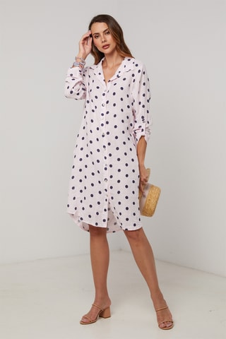 Vestido camisero de lino - Rosa