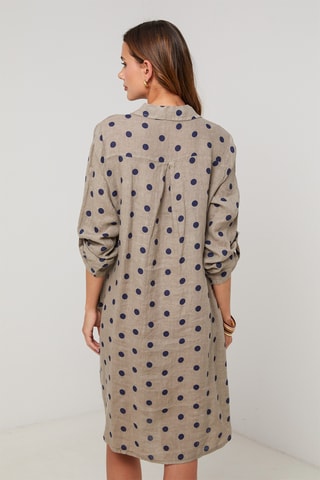 Vestido camisero de lino - Topo