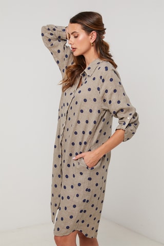 Vestido camisero de lino - Topo