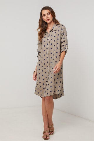 Vestido camisero de lino - Topo