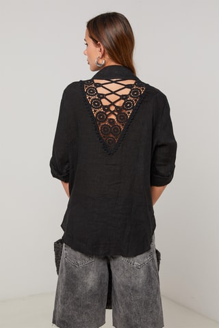 Camisa de lino - Negro