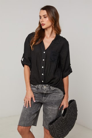 Camisa de lino - Negro