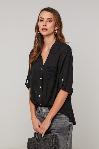 Camisa de lino - Negro