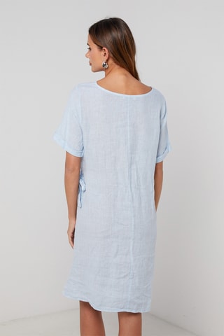 Vestido recto de lino - Azul claro