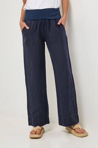Pantalon en lin - Bleu marine