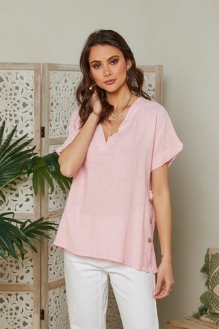 Blusa de lino - - Rosa