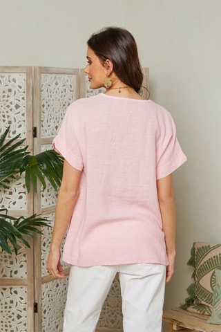 Blusa de lino - - Rosa