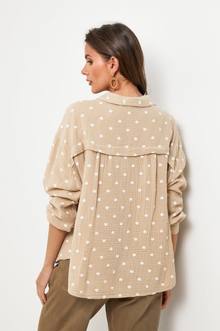 Camisa - Beige y blanco