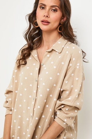 Camisa - Beige y blanco