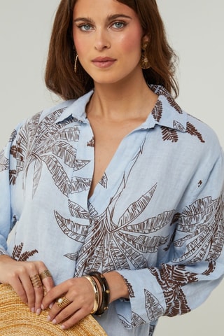 Vestido de lino - Celeste