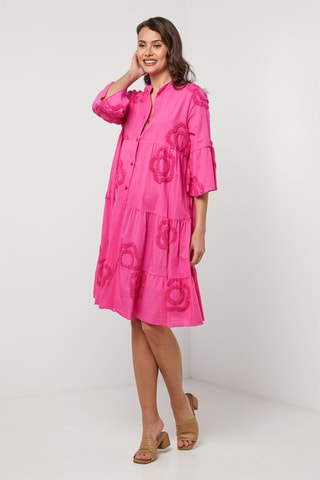 Vestido camisero de lino - Rosa