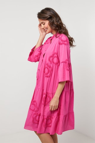 Vestido camisero de lino - Rosa