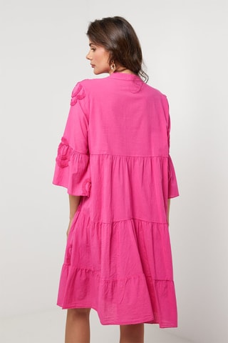 Vestido camisero de lino - Rosa