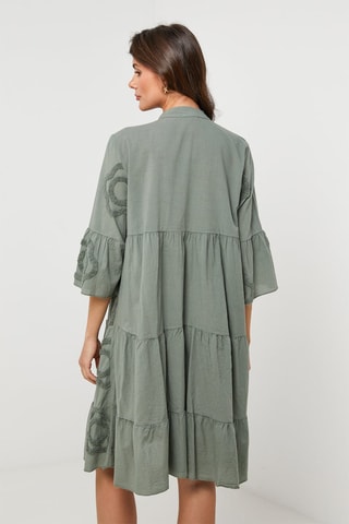 Vestido camisero de lino - Caqui