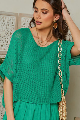 Vestido midi efecto doble prenda - Verde