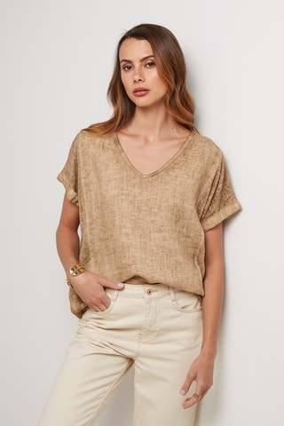 Top de lino - Camel