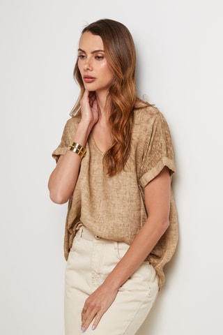 Top de lino - Camel