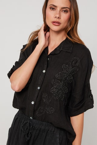 Camisa de lino - Negro
