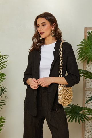 Chaqueta de lino - Negro