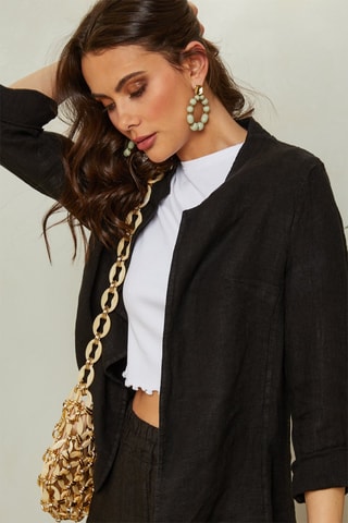 Chaqueta de lino - Negro