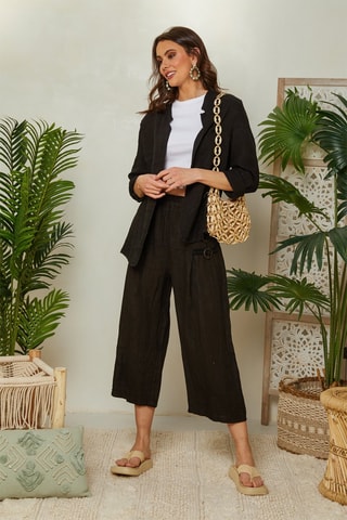 Chaqueta de lino - Negro