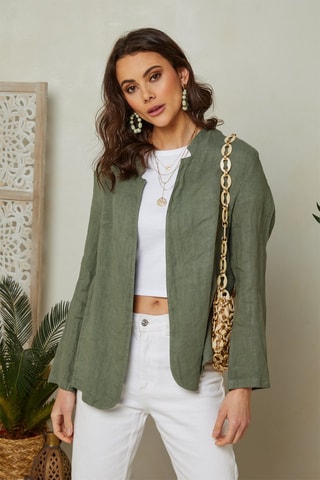 Chaqueta de lino - Caqui