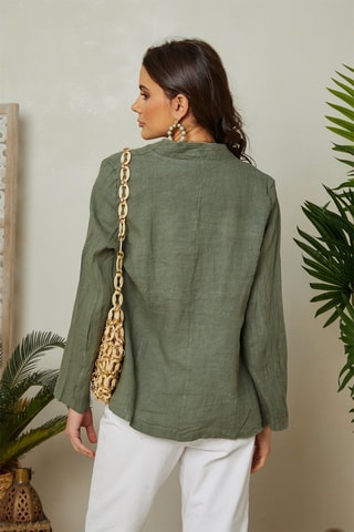 Chaqueta de lino - Caqui