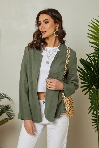 Chaqueta de lino - Caqui