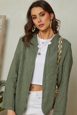 Chaqueta de lino - Caqui