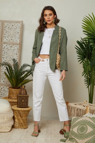 Chaqueta de lino - Caqui