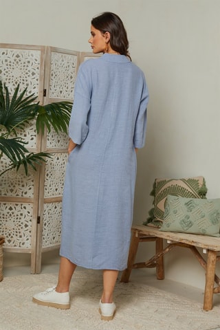 Vestido largo de lino - Índigo