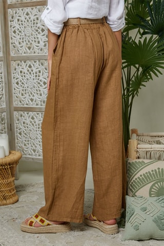 Pantalón ancho de tiro alto - Camel