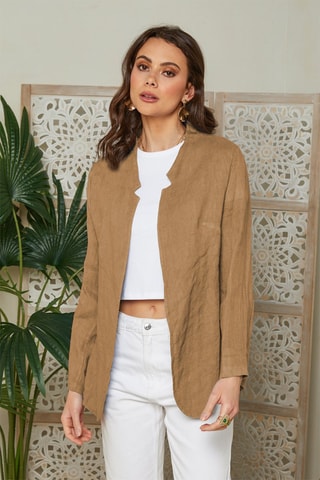 Chaqueta de lino - Camel