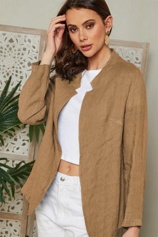 Chaqueta de lino - Camel