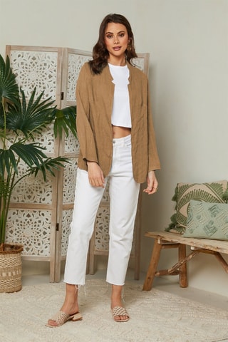 Chaqueta de lino - Camel