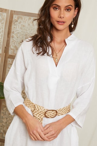 Vestido de lino - Blanco