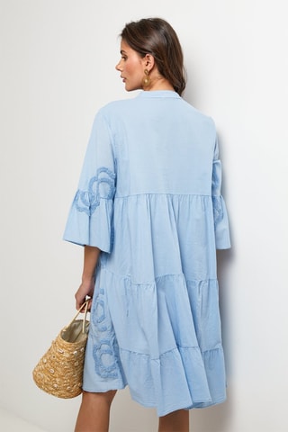 Vestido camisero de lino - Azul