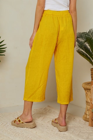 Pantalón pirata de lino - Amarillo