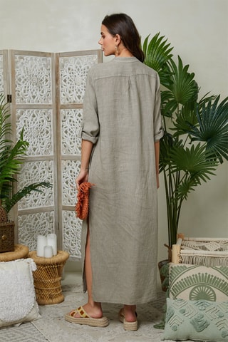 Vestido camisero de lino - Topo
