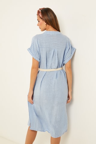 Vestido camisero de lino - Azul claro