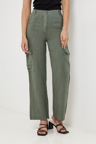 Pantalon cargo en lin - Kaki