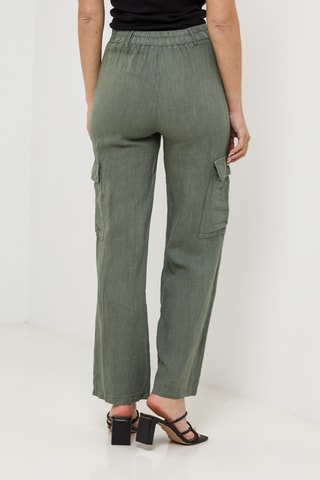 Pantalon cargo en lin - Kaki